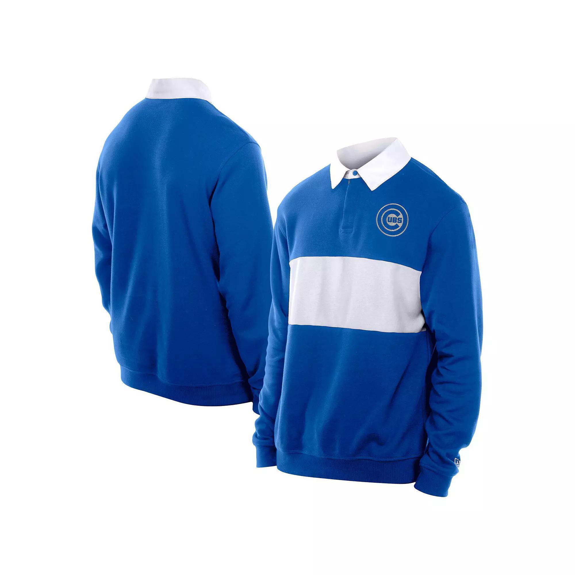 Men's New Era Royal Chicago Cubs Throwback Prep Colorblock Rugby Polo, Size: Large, Blue Product Image