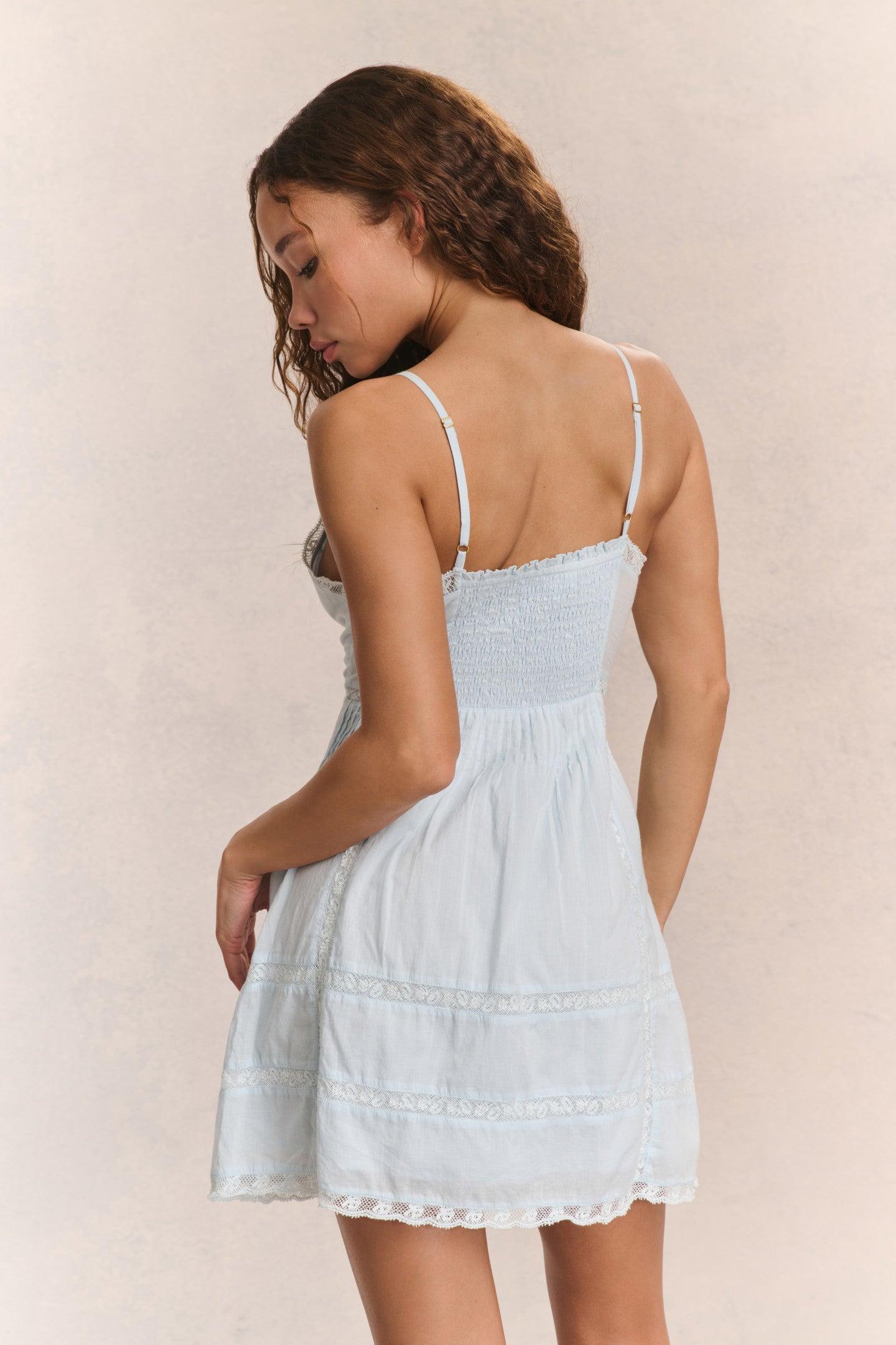 Docila Cotton Mini Dress - BLUE Product Image