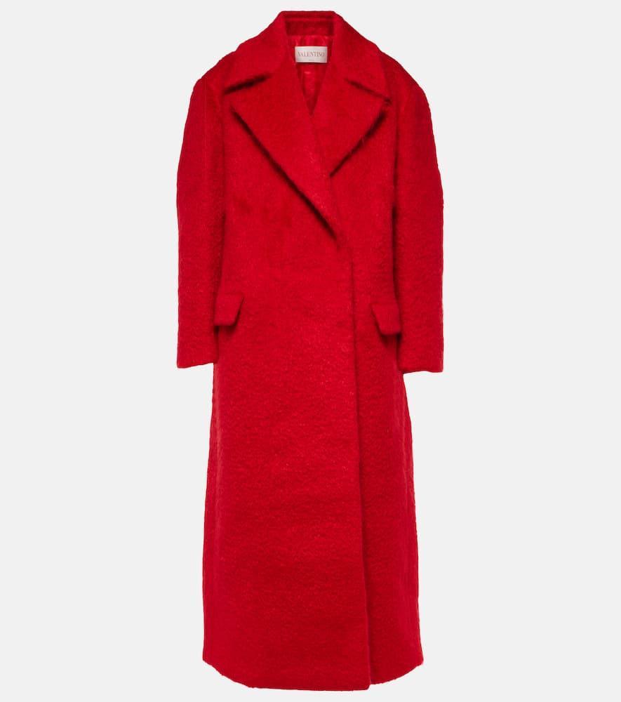 VALENTINO Mohair-blend Coat In Red Product Image