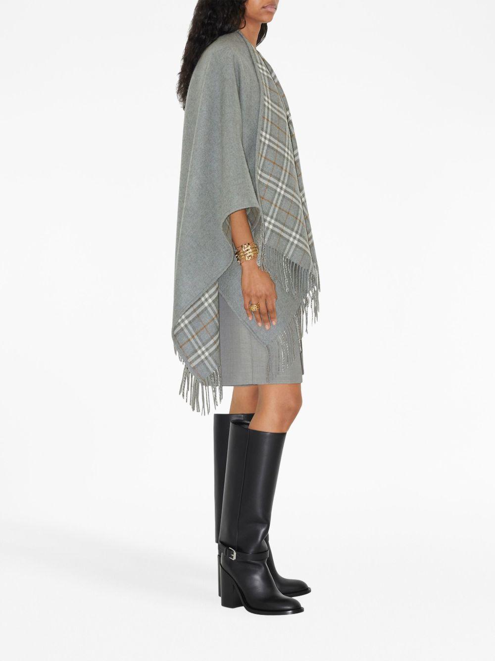 check-print reversible wool cape Product Image