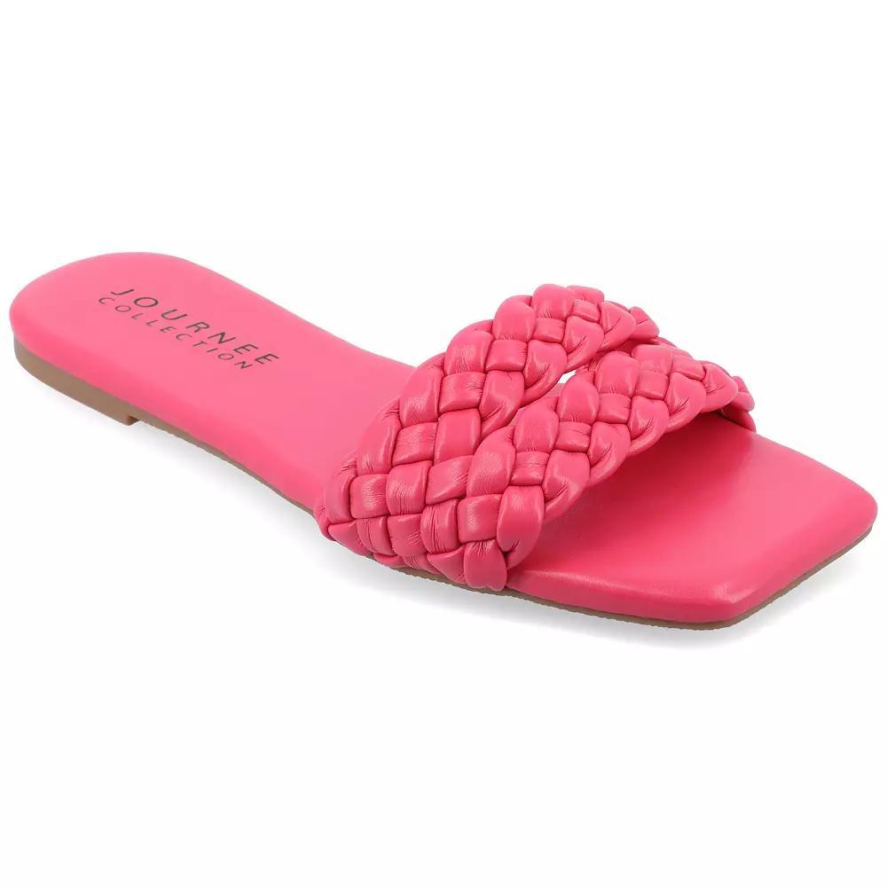 Journee Sawyerr Women's Braided Slide Sandals, Size: 6.5 Wide, Pink Product Image