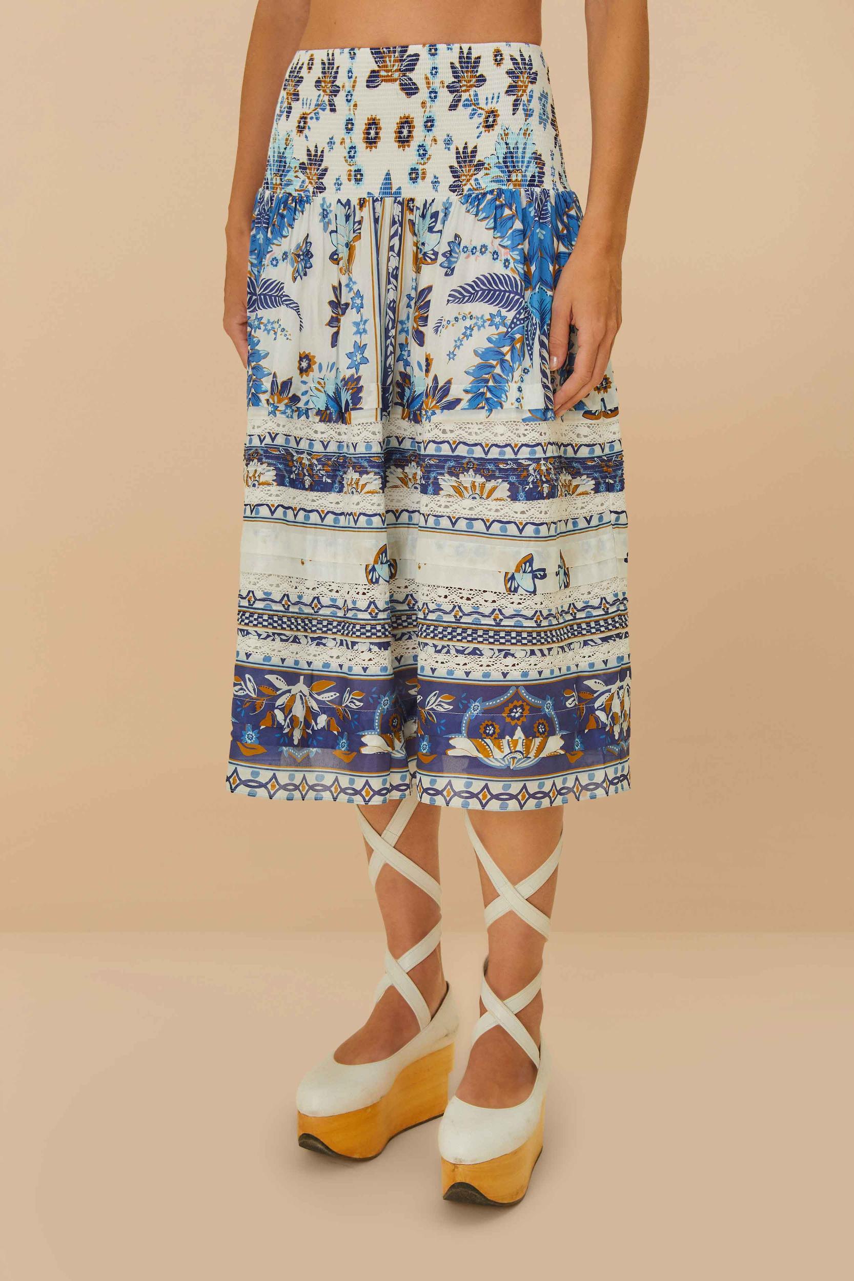 Off-White Ana Tapestry Organic Cotton Midi Skirt Product Image
