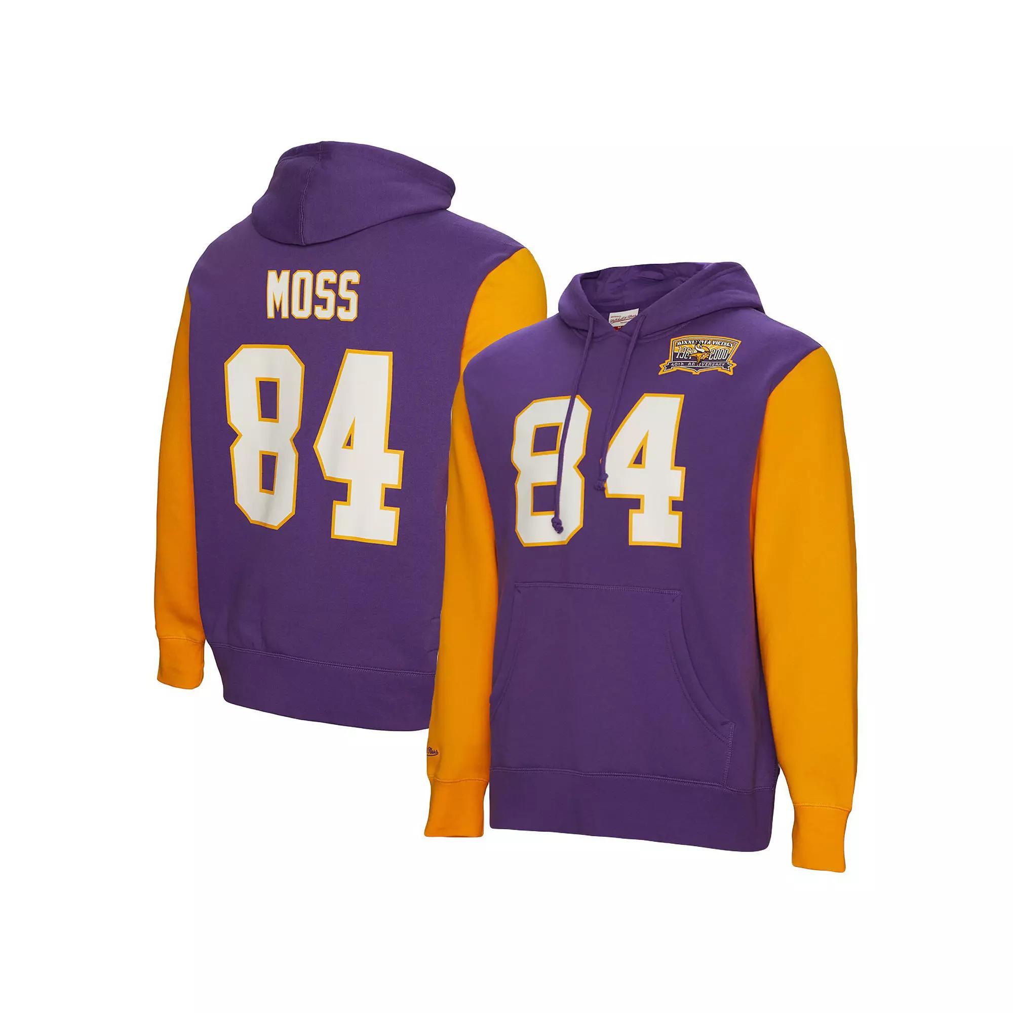 Men's Mitchell & Ness Randy Moss Purple Minnesota Vikings Retired Player Name & Number Pullover Hoodie, Size: Small Product Image