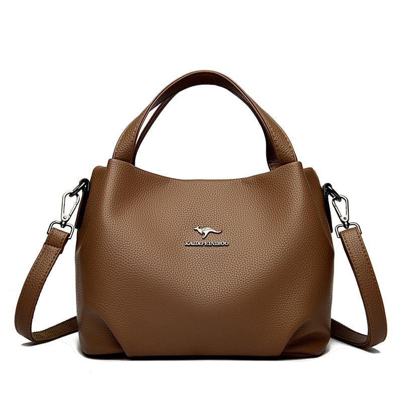 Top Handle Faux Leather Flap Crossbody Bag Product Image
