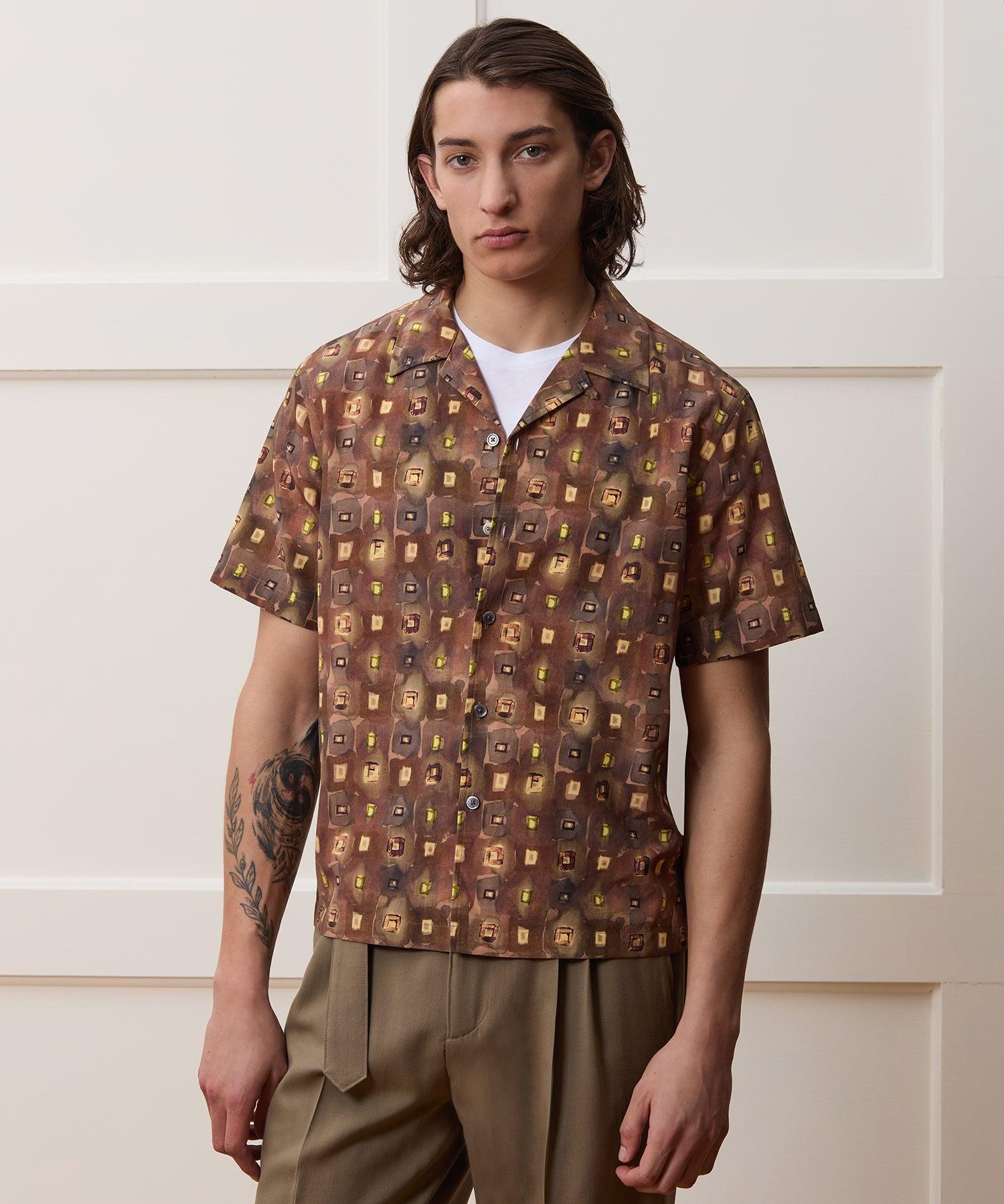 Cropped Silk-Cotton Camp Collar Shirt Product Image