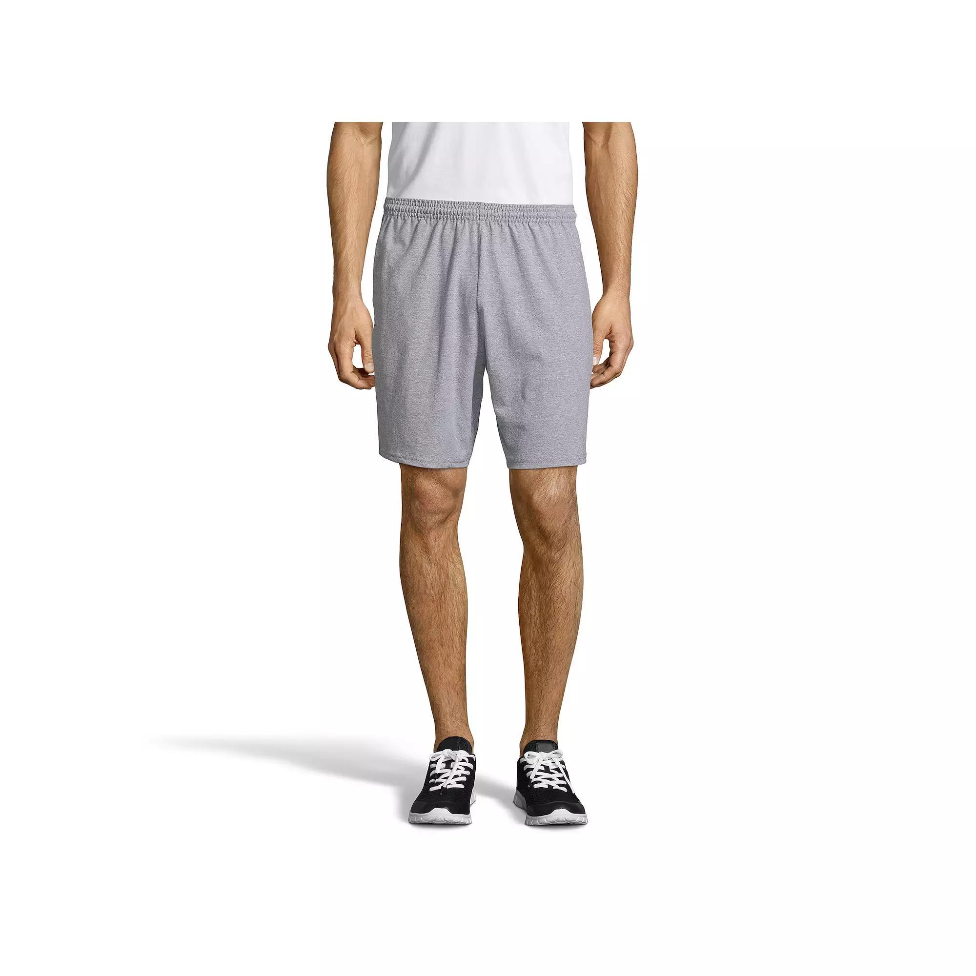 Mens Hanes ComfortSoft Jersey Pocket Shorts Grey Heather Product Image