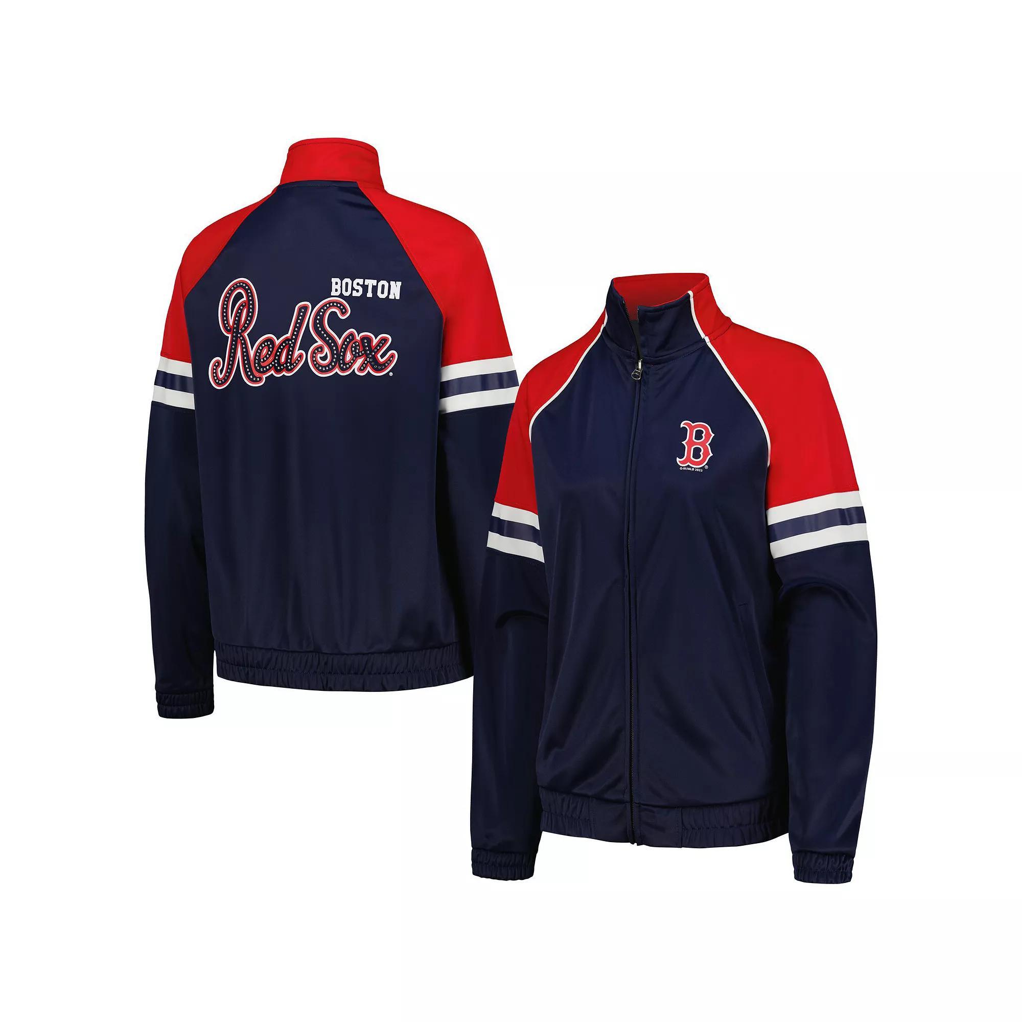 Women's G-III 4Her by Carl Banks Navy Boston Red Sox First Place Raglan Full-Zip Track Jacket, Size: XL, Blue Product Image