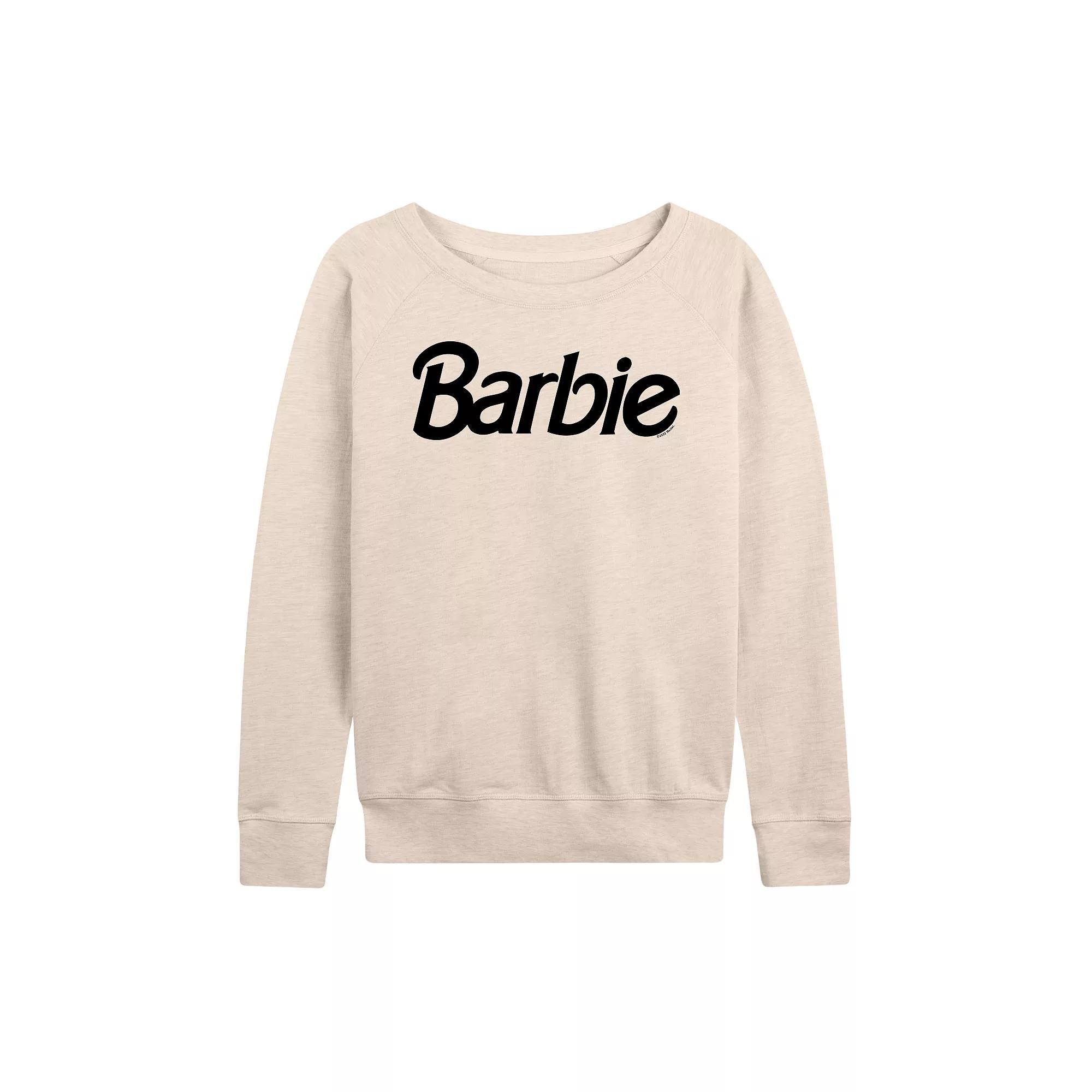 Womens Barbie Logo French Terry Long Sleeve Tee, Girls Product Image