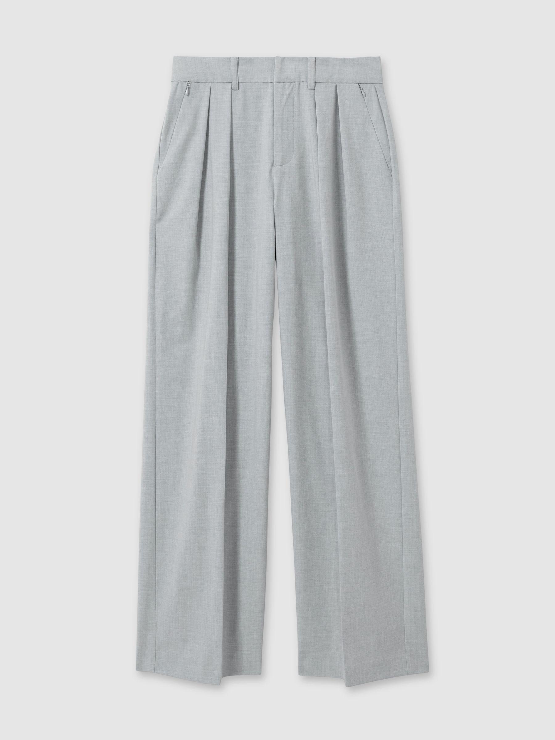 Pleated Sharkskin Suit Trousers in Grey Product Image