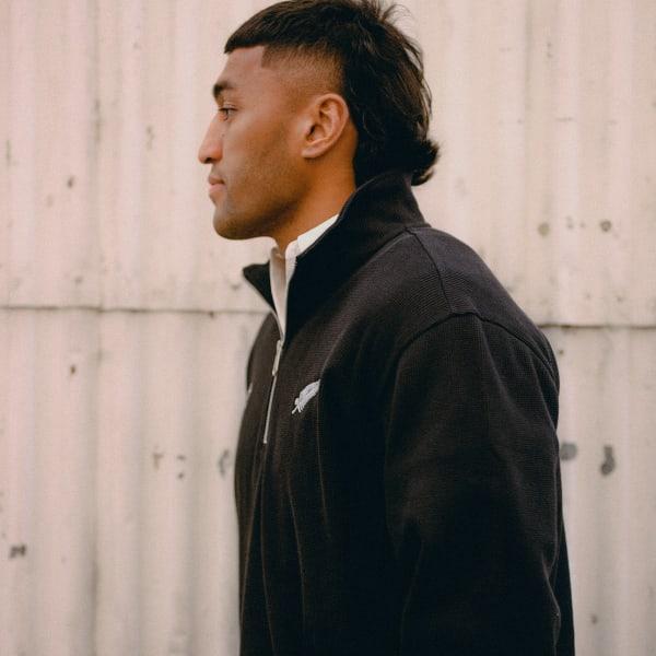 adidas All Blacks Essentials Half-Zip Waffle Sweatshirt All Black M Mens Product Image