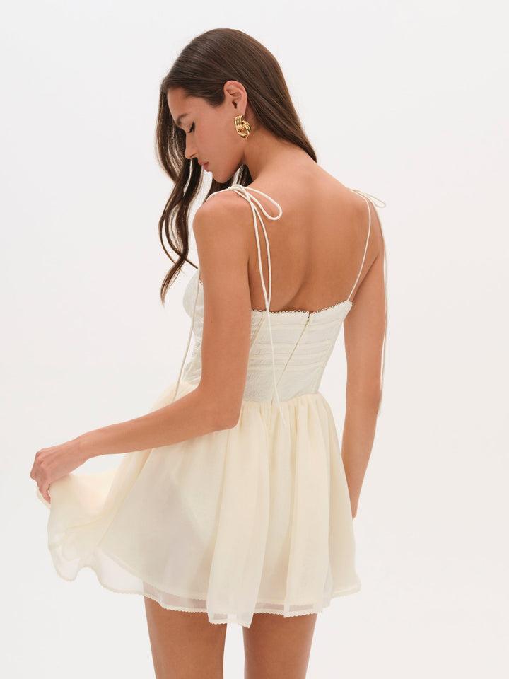 Rosie Jacquard Bustier Mini Dress — Ivory Product Image