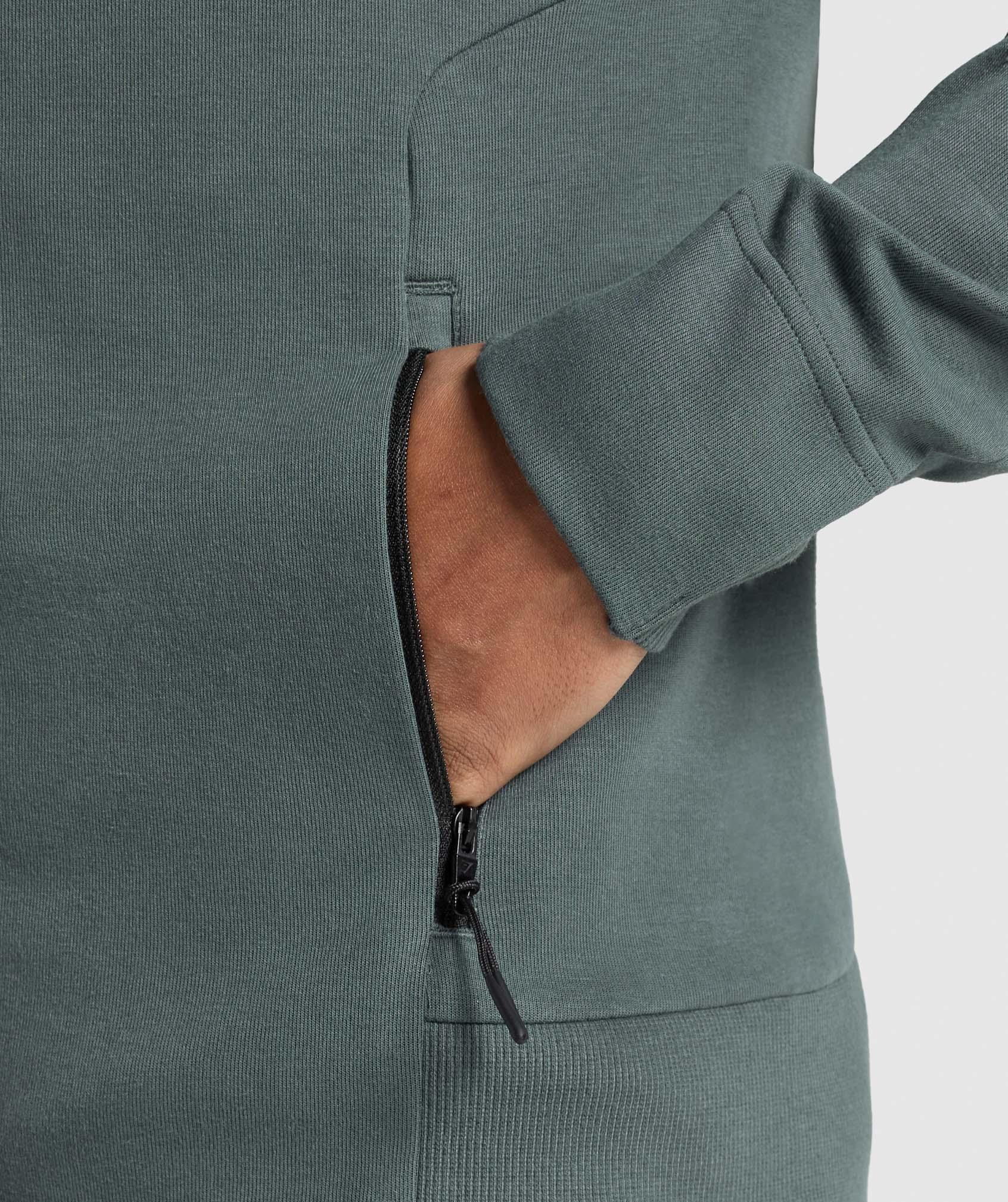 Gymshark Interlock Tech Zip Up Hoodie - Slate Teal Male Product Image
