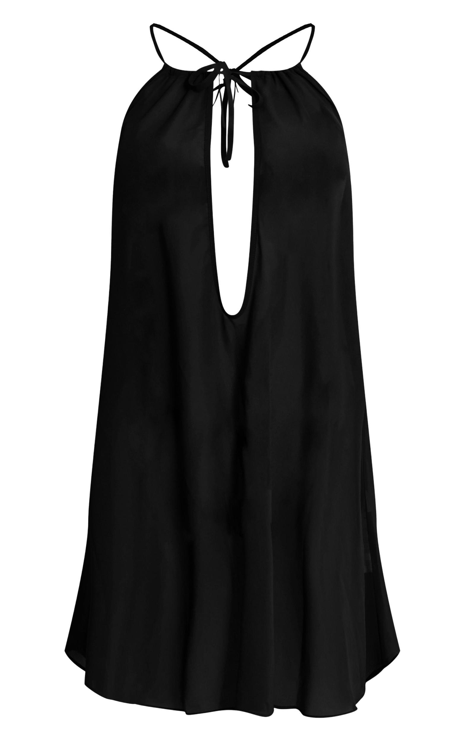 Black Chiffon Plunge Halter Beach Dress Product Image