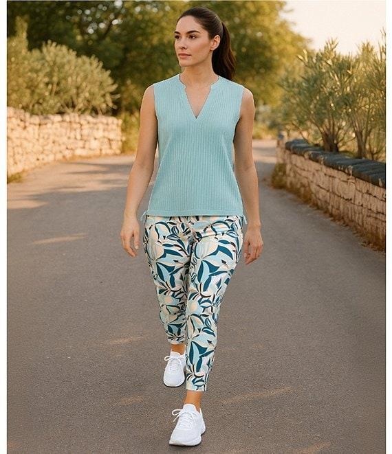 Kinesis High Rise Blue Tropical Floral Print Ankle Leggings Product Image