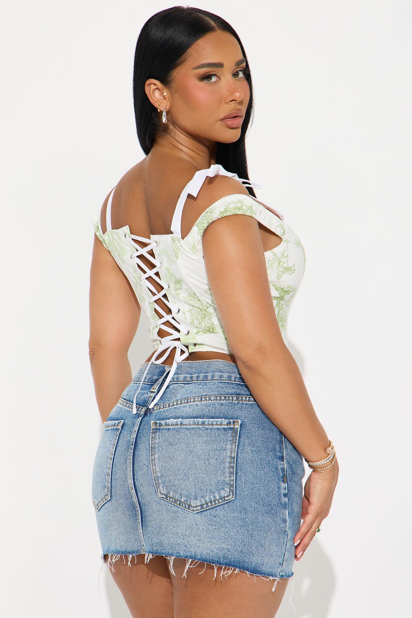 Sarita Corset Top - Green/combo Female Product Image