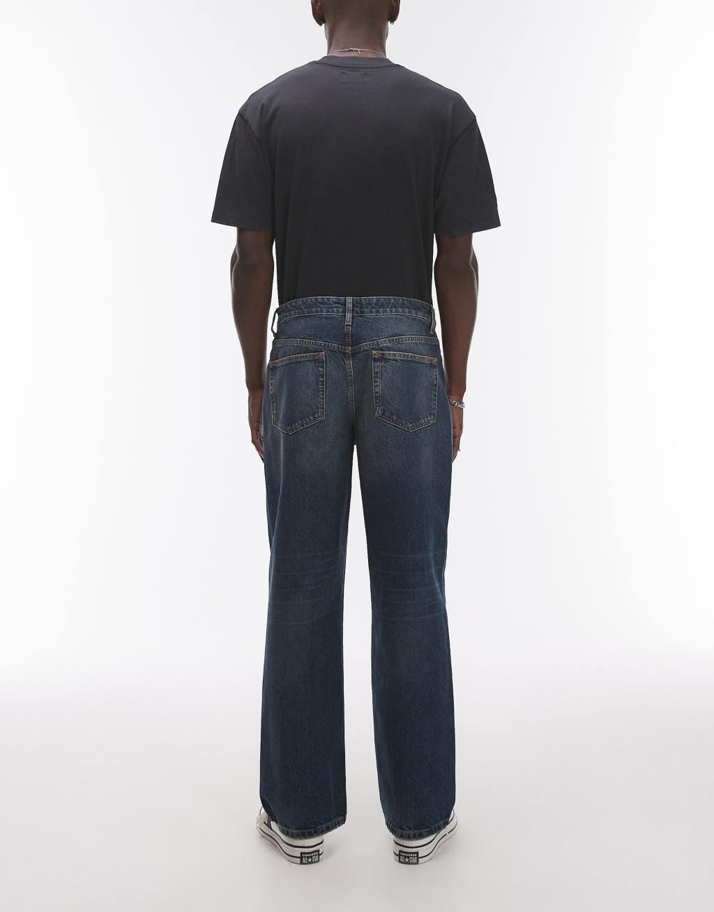 Topman baggy jeans in dark blue Product Image