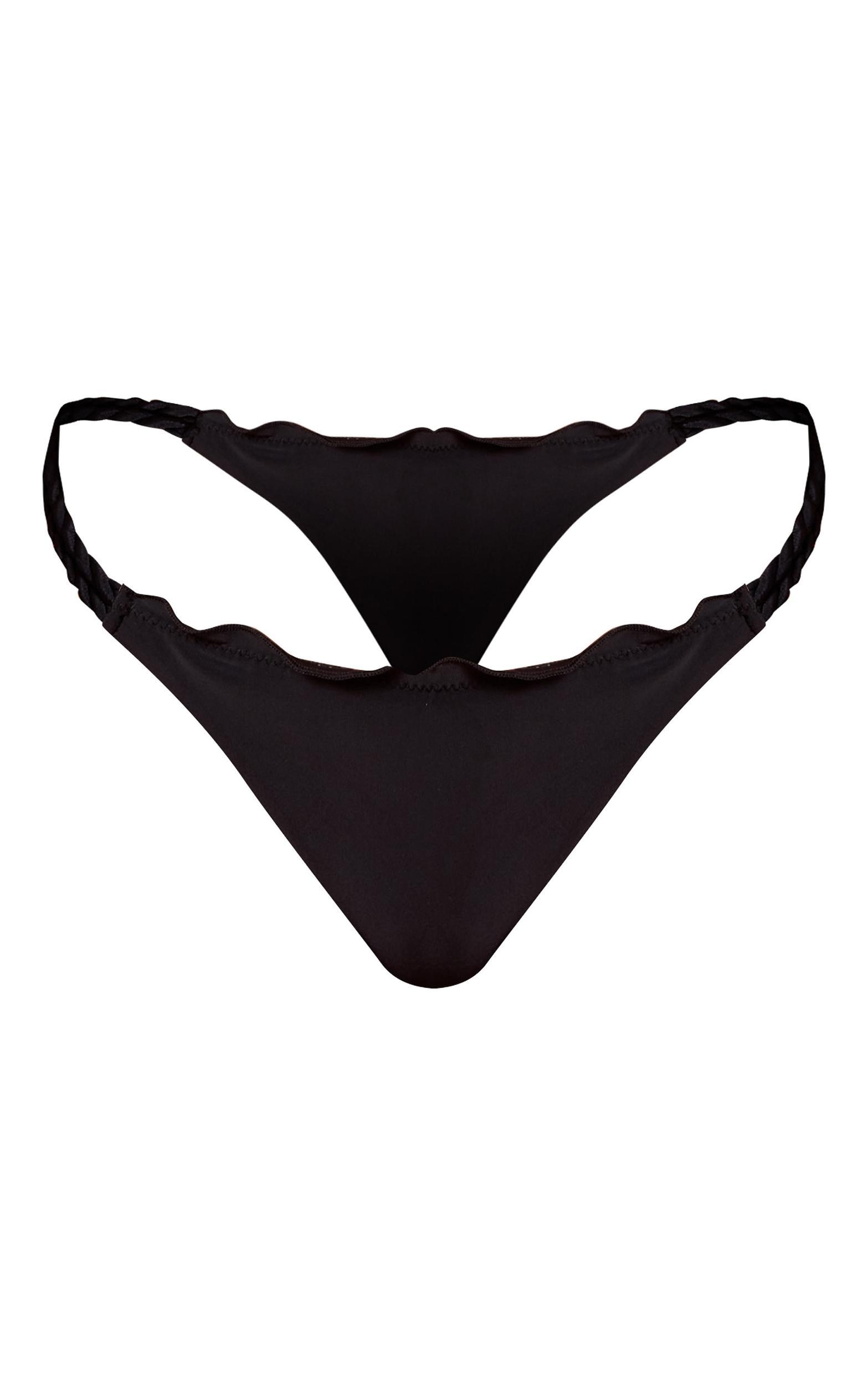 Black Twist Detail Tanga Bikini Bottoms Product Image