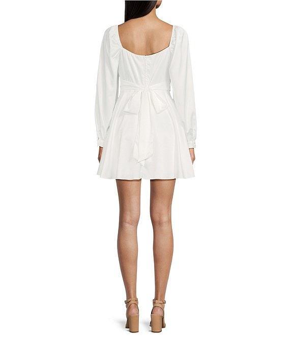 B. Darlin Satin Long Sleeve Tie Waist Mini Dress Product Image
