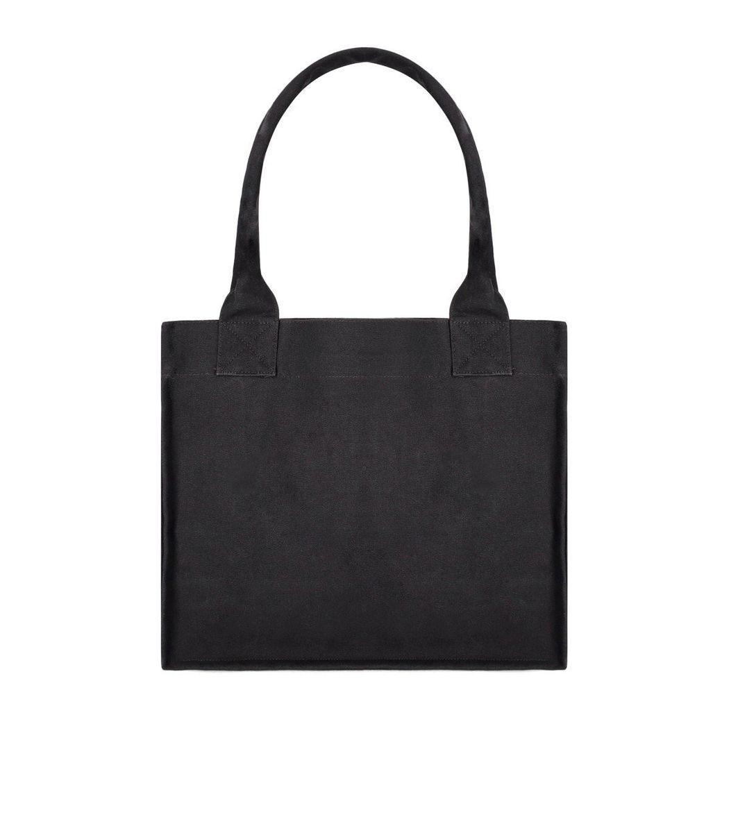 GANNI Black Shopper With Embroidered Logo On The Front In Denim Woman In Multicolor Product Image