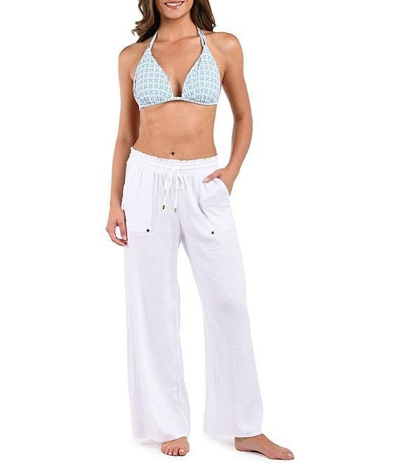 La Blanca Delphine Coast Drawstring Elastic Waist Wide Leg Swim Cover-Up Pants Product Image