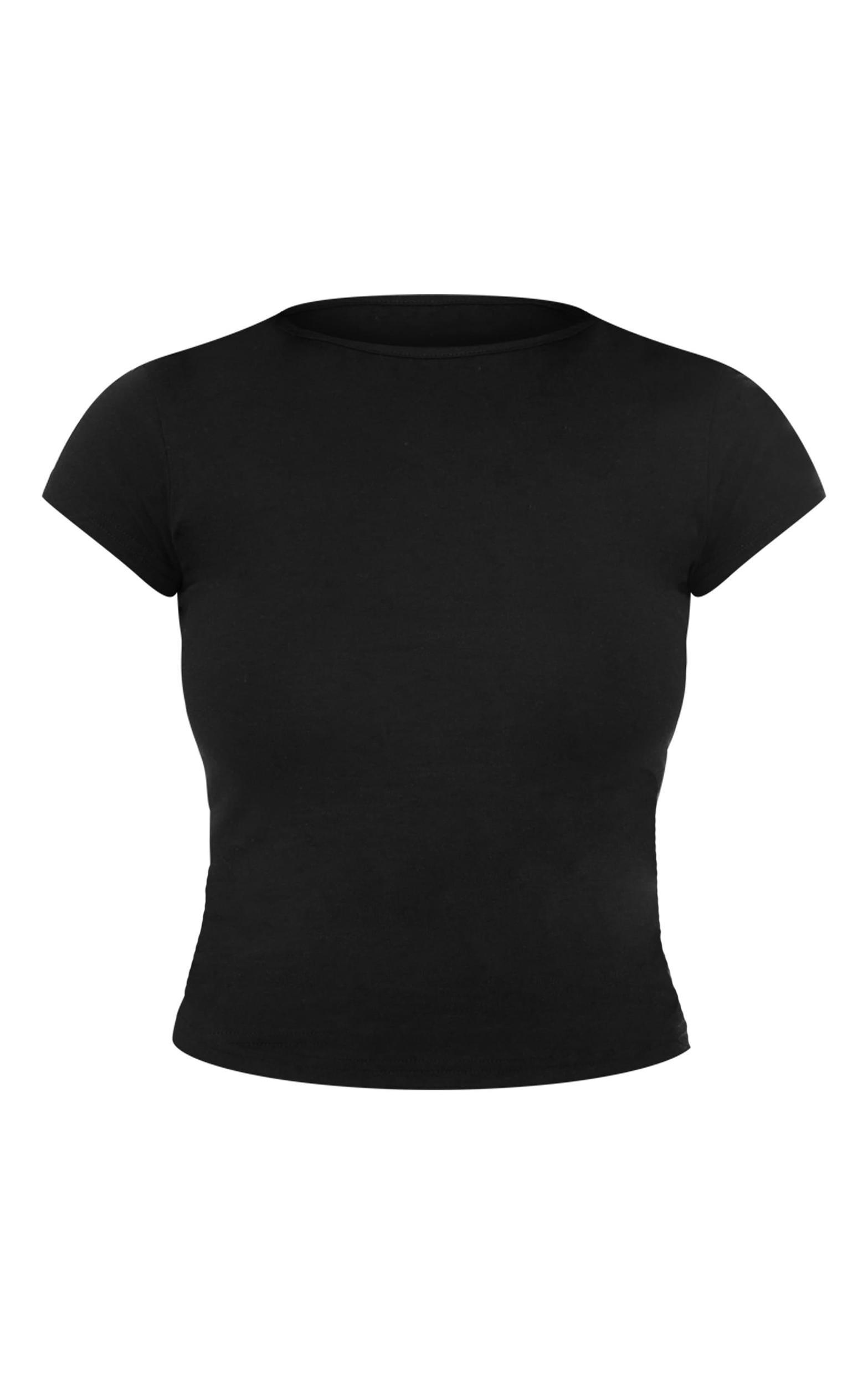 Black Modal Cotton Longline Fitted T Shirt Product Image