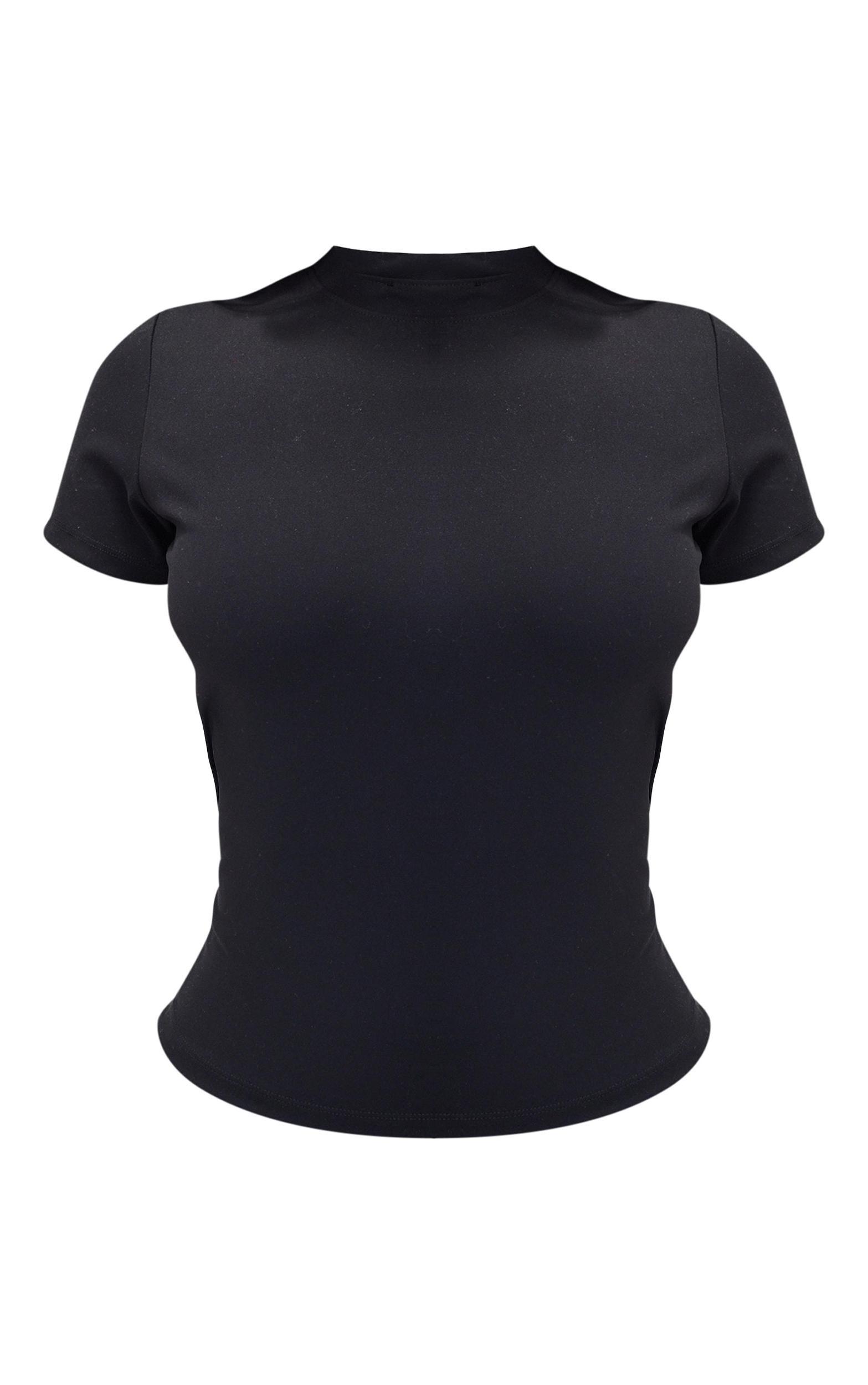 Petite Black Snatched Sculpt Cap Sleeve Top Product Image