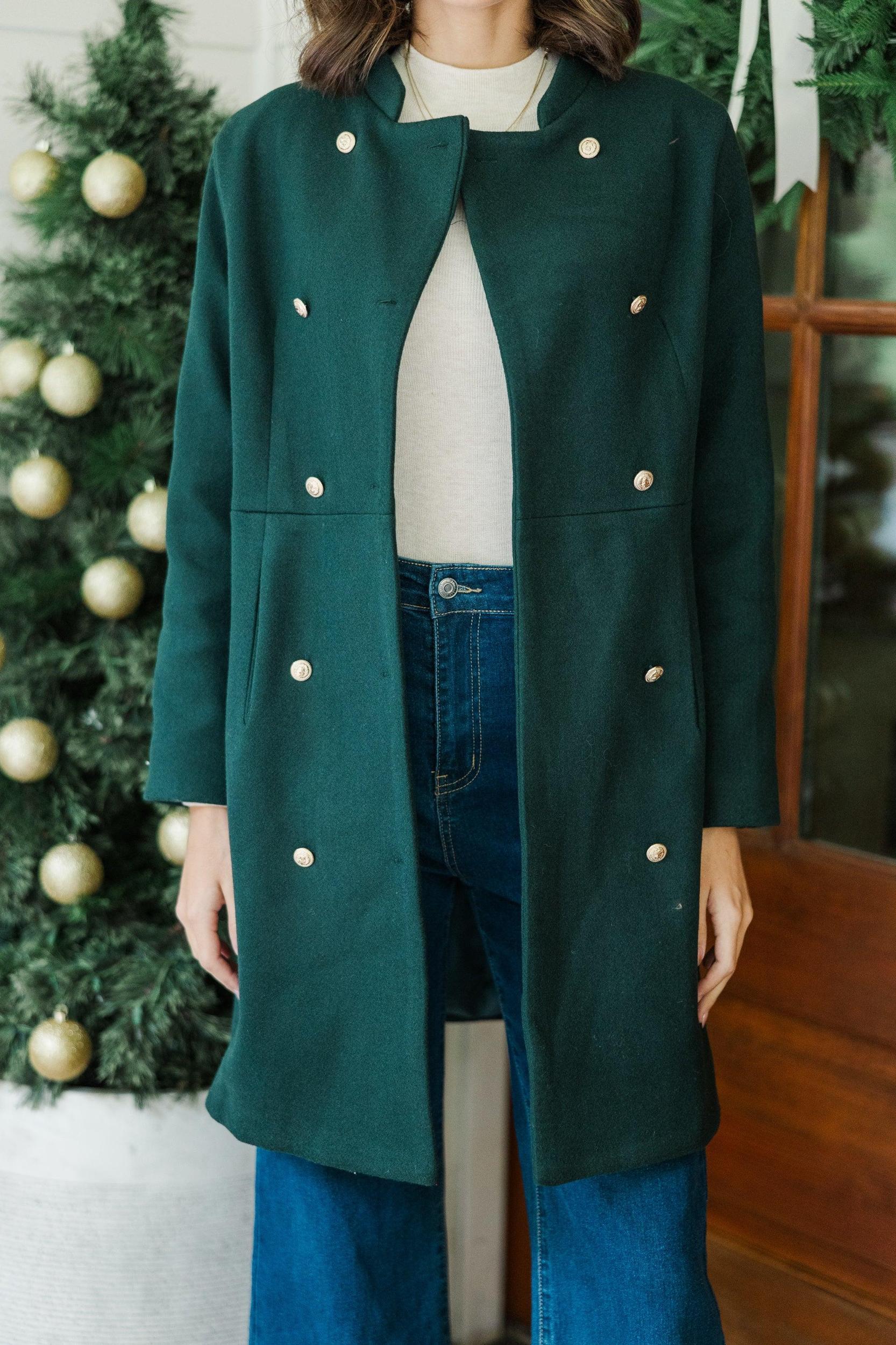 City Streets Hunter Green Coat Female Product Image