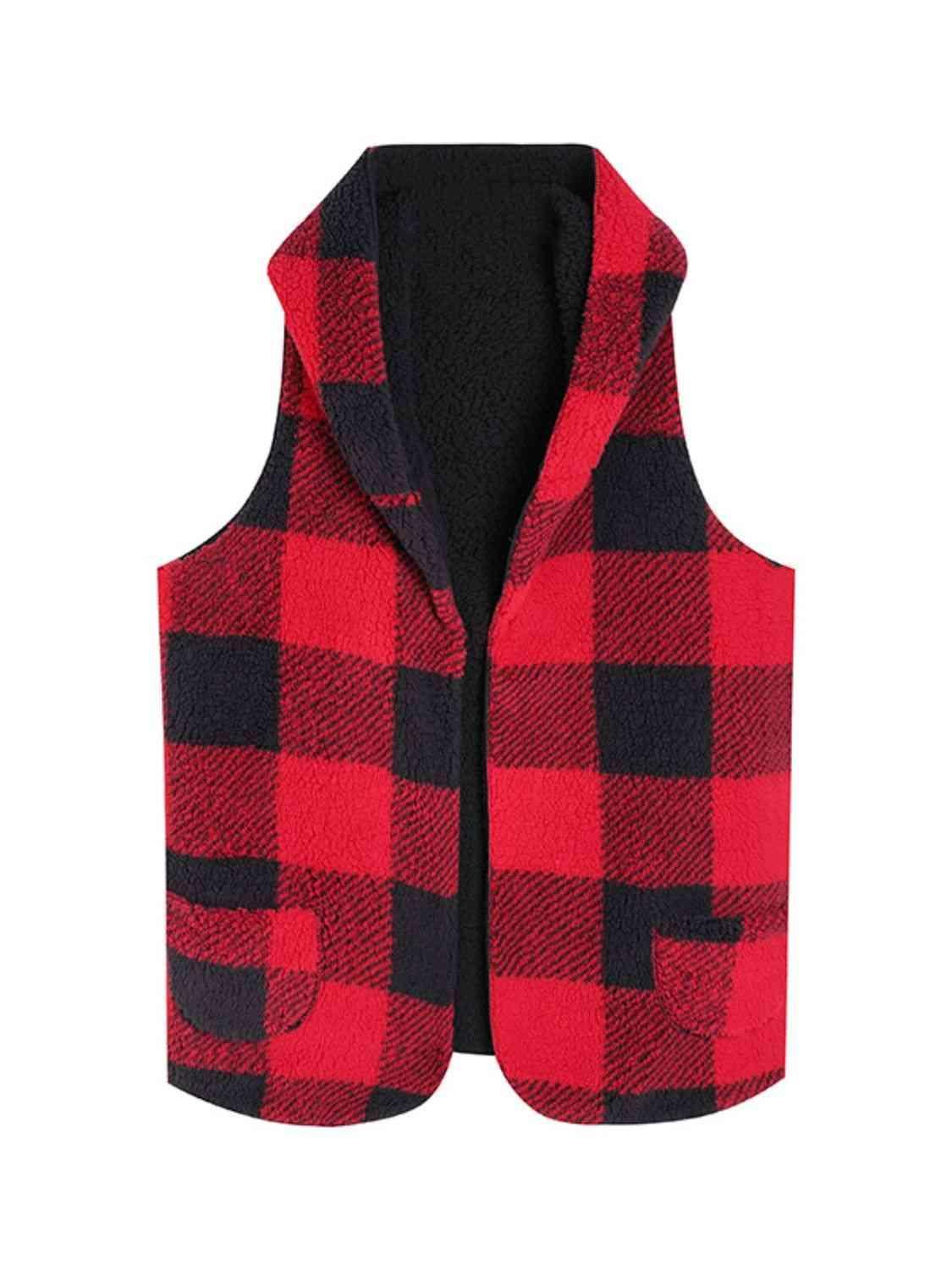 Women's Plaid Hooded Vest Product Image