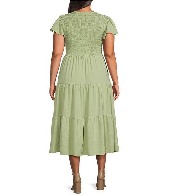 Perch by Blu Pepper Plus Flutter Sleeve Midi Dress Product Image