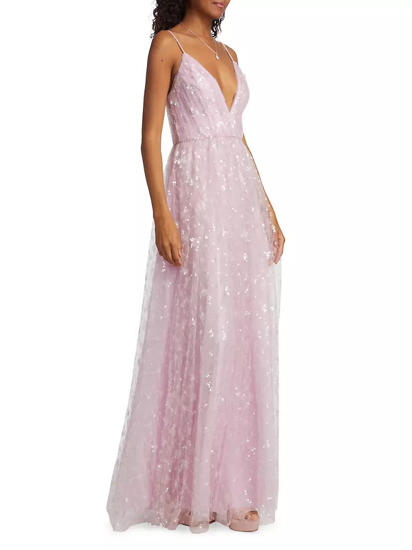 Layla Sequined Lace A-Line Gown Product Image