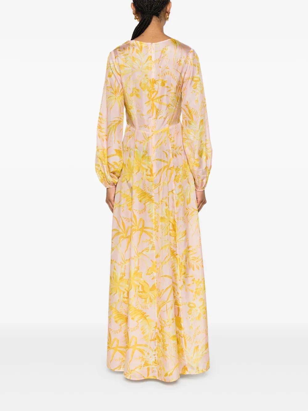 Golden floral-print maxi dress Product Image