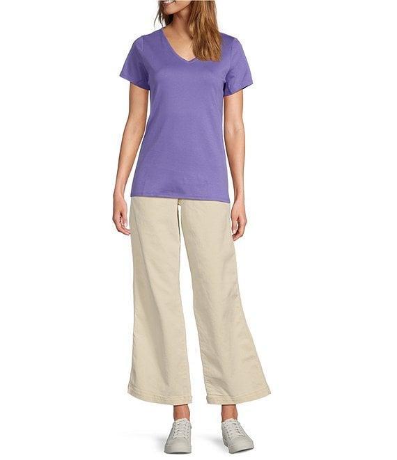 L.L.Bean Pima Cotton V-Neck Short Sleeve Tee Shirt Product Image