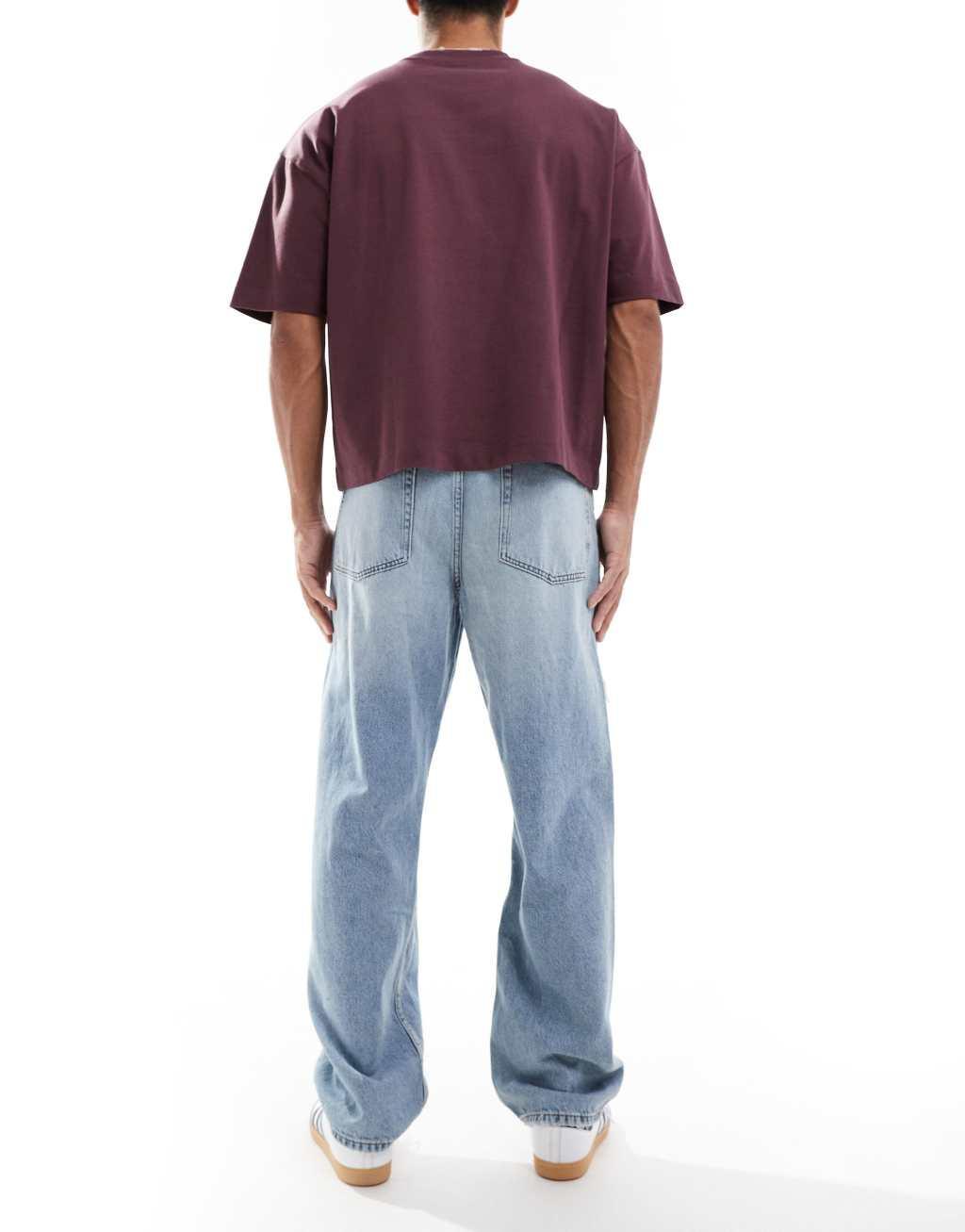 ASOS DESIGN baggy jeans with rips in light wash  Product Image