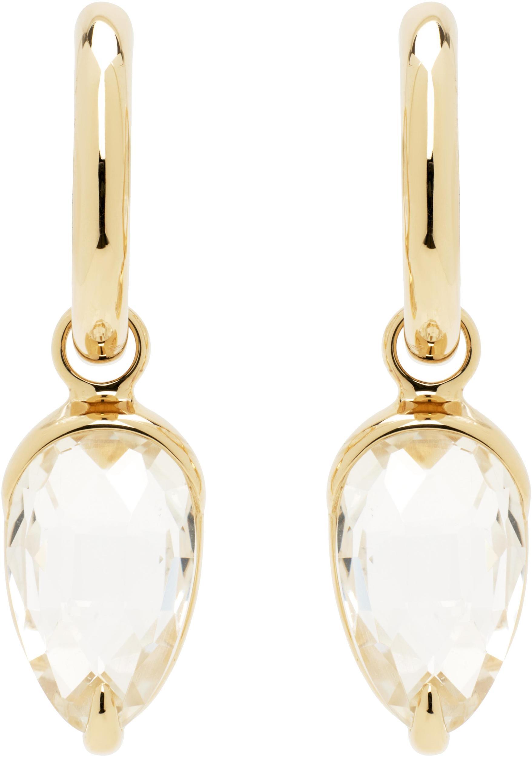 BY PARIAH Acorn Drop Hoop Earrings In White Product Image