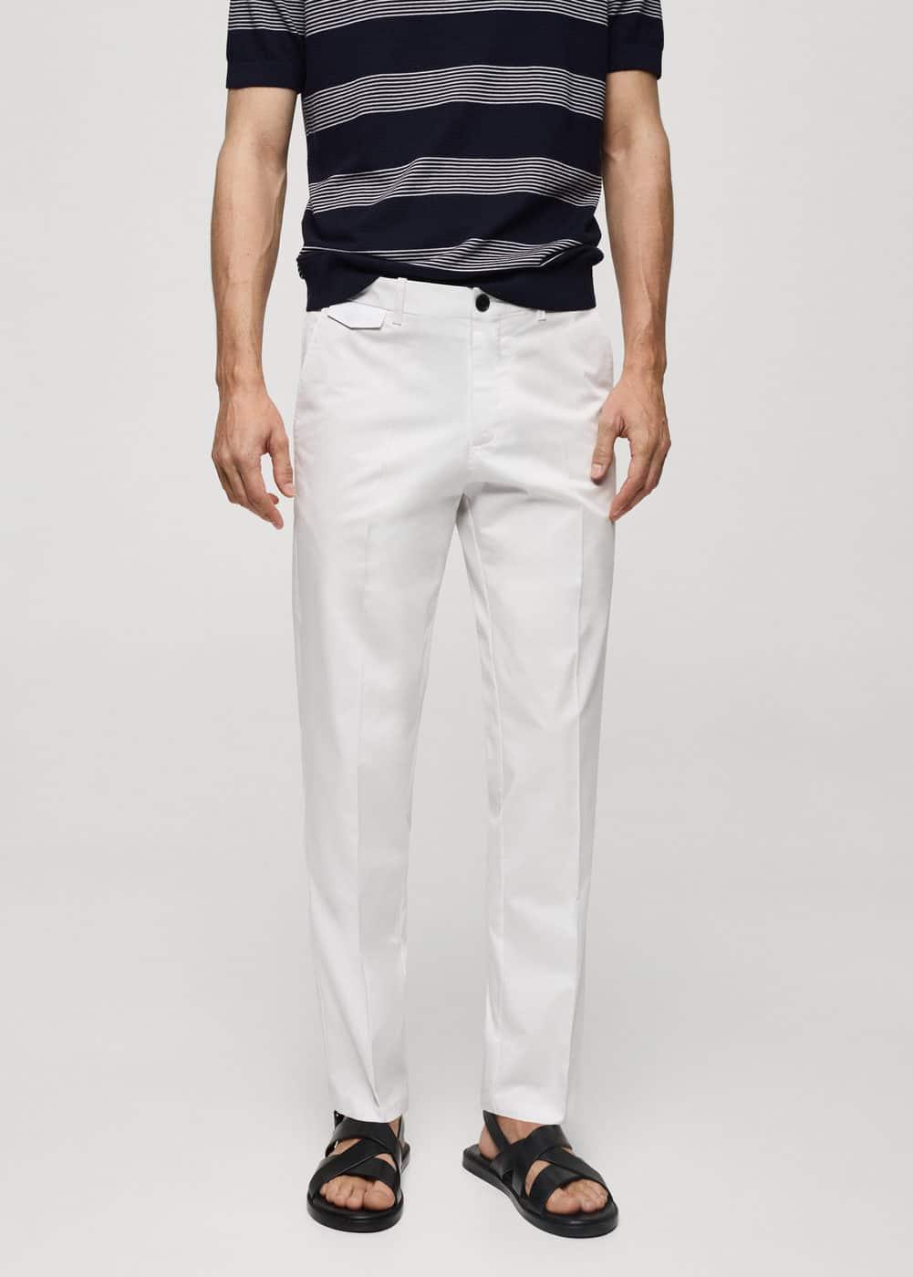 Regular fit structure cotton trousers - Men | MANGO USA Product Image