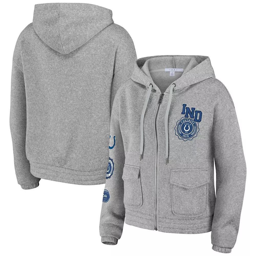 Women's WEAR by Erin Andrews Heather Gray Indianapolis Colts Full-Zip Hoodie, Size: Small, Grey Product Image