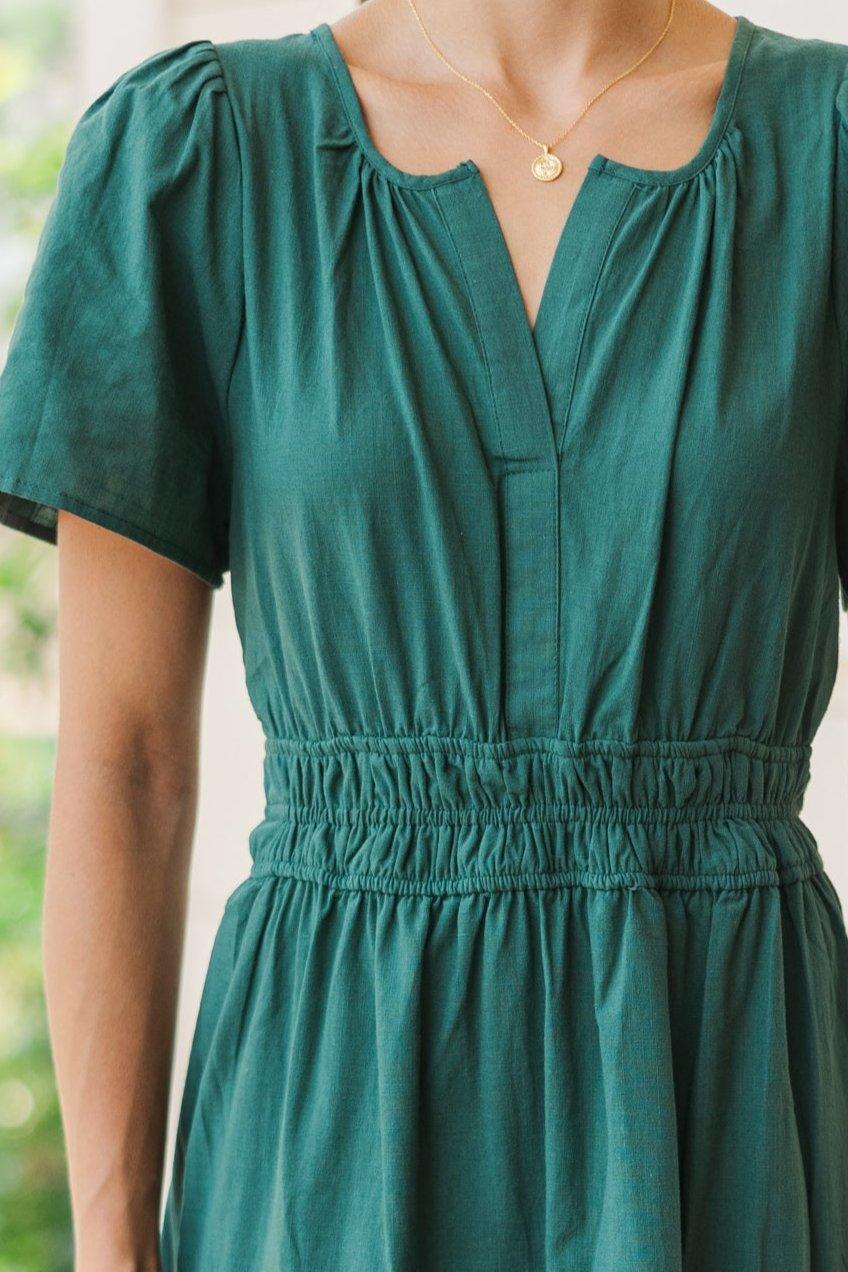 It's In The Air Emerald Green Tiered Midi Dress Female Product Image