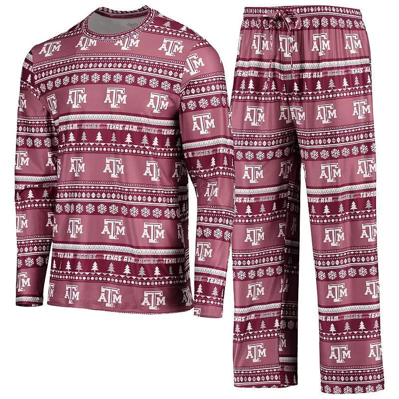 Men's Concepts Sport Maroon Texas A&M Aggies Ugly Sweater Long Sleeve T-Shirt and Pants Sleep Set, Size: XL, Red Product Image