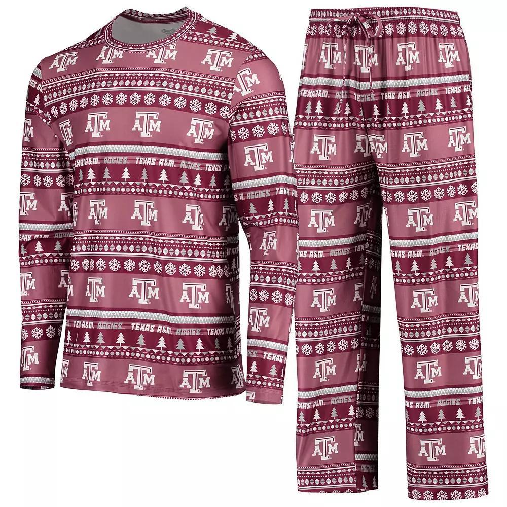 Men's Concepts Sport Maroon Texas A&M Aggies Ugly Sweater Long Sleeve T-Shirt and Pants Sleep Set, Size: XL, Red Product Image