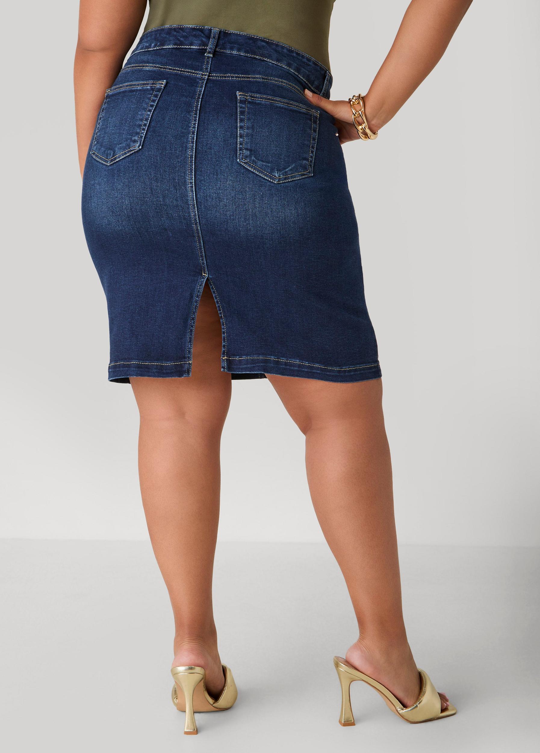 Whiskered Denim Pencil Skirt Product Image