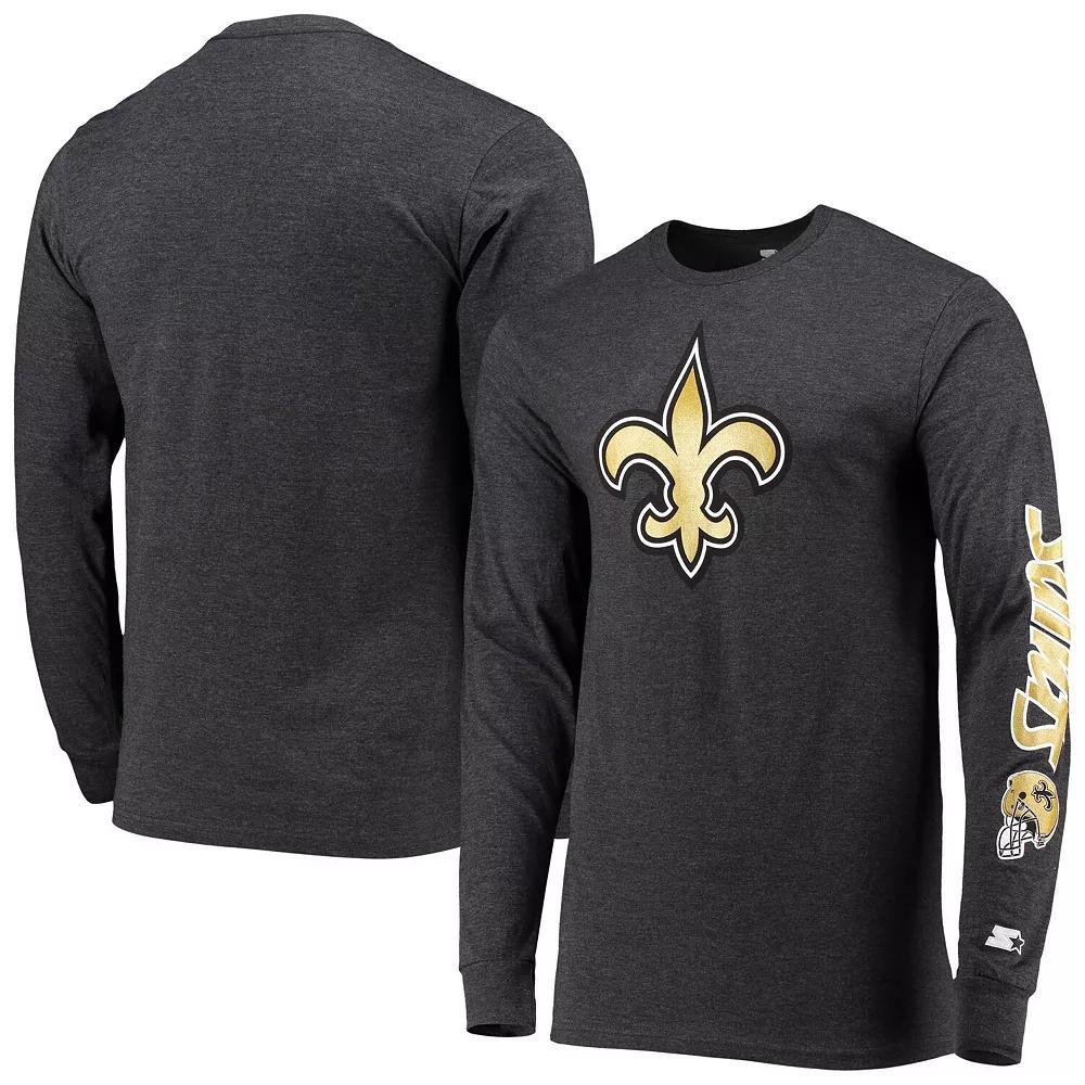 Men's Starter Heathered Charcoal New Orleans Saints Halftime Long Sleeve T-Shirt, Size: XL Product Image