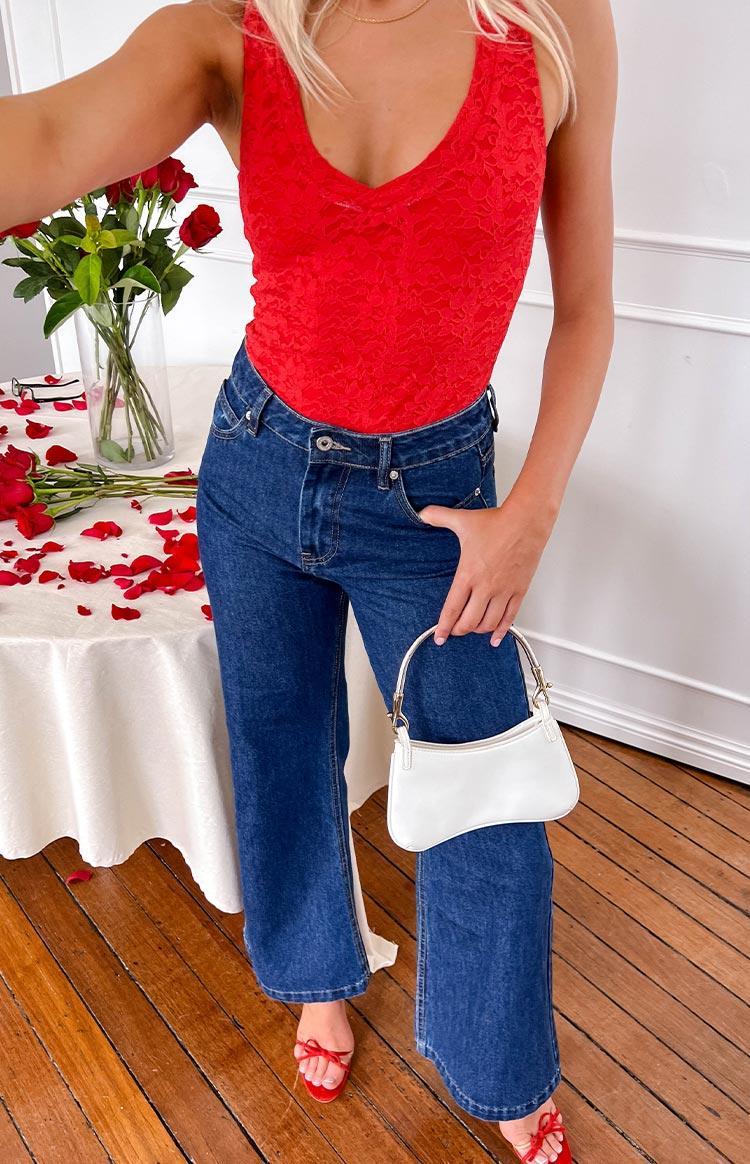 Lenny Dark Blue Denim Flare Jeans Product Image