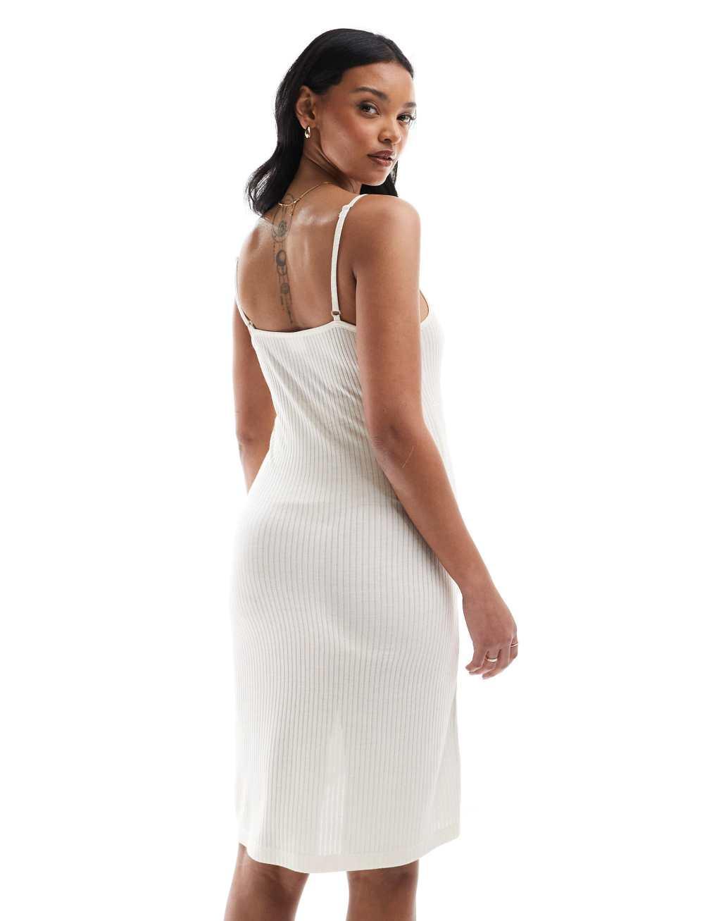 Mamalicious Maternity soft ribbed nursing nightgown in cream Product Image
