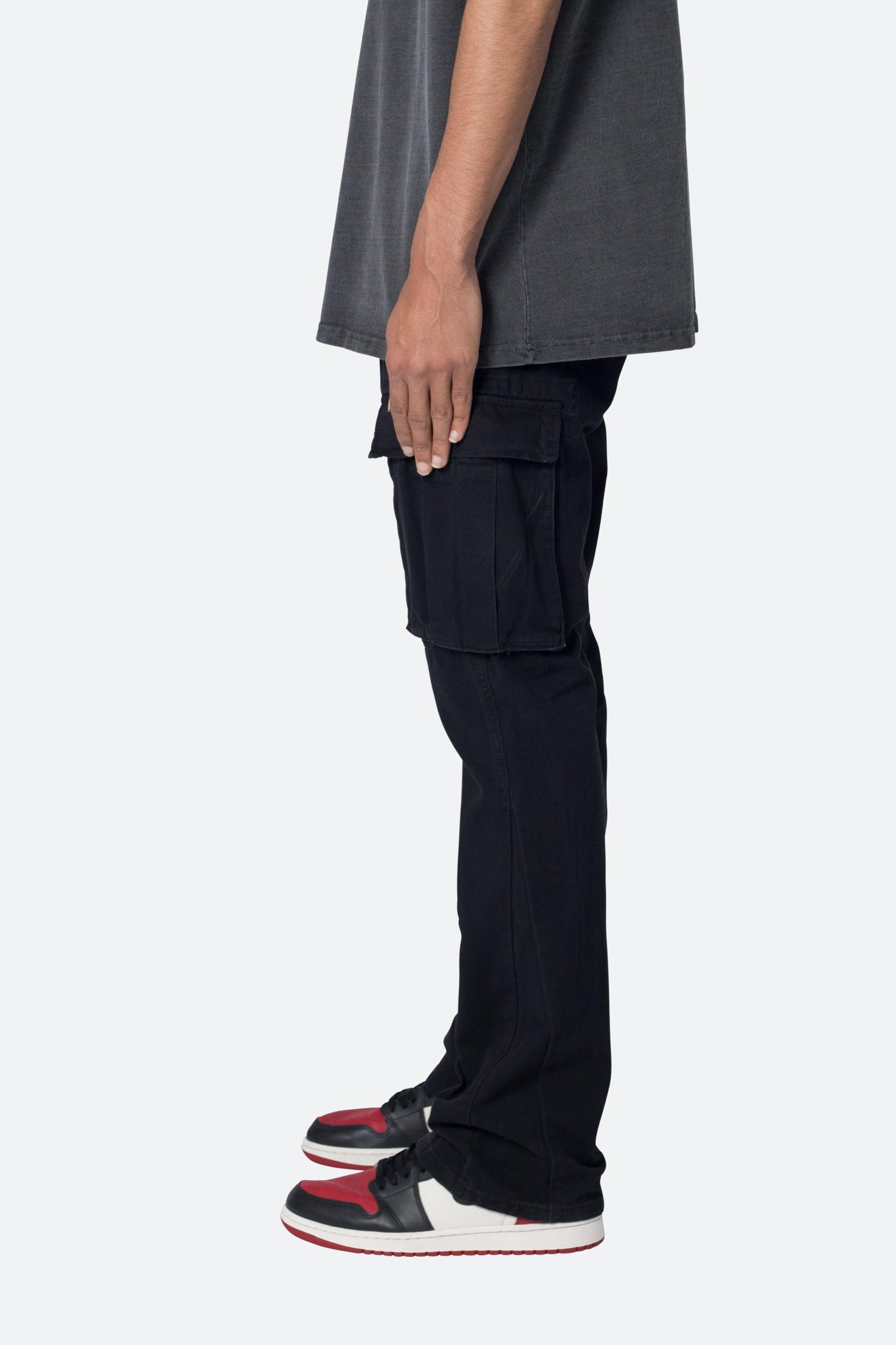 Twill Flare Cargo Pants - Black Product Image