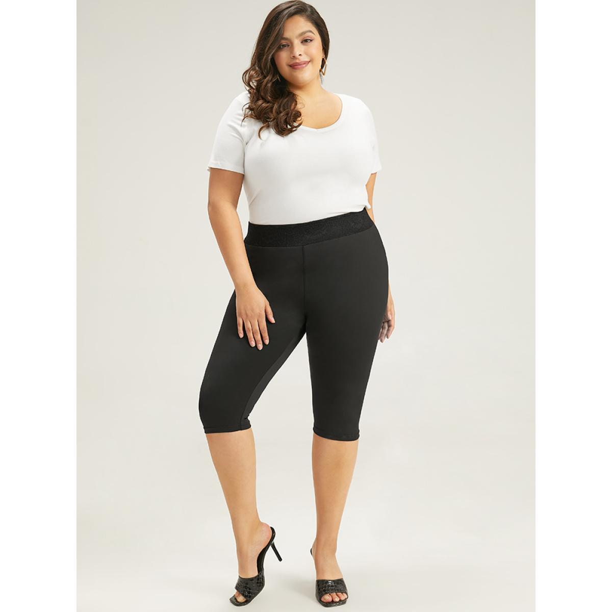 Plus Size High Rise Crochet Lace Skinny Leggings Women Black Elegant High stretch Skinny High Rise Dailywear Leggings BloomChic 22-24/3X Product Image