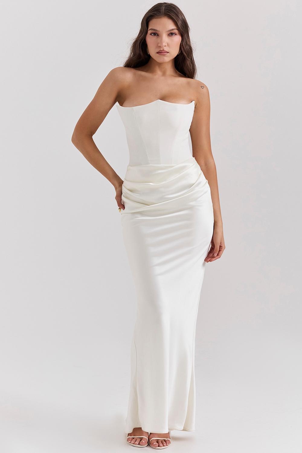Persephone Ivory Strapless Corset Dress Product Image