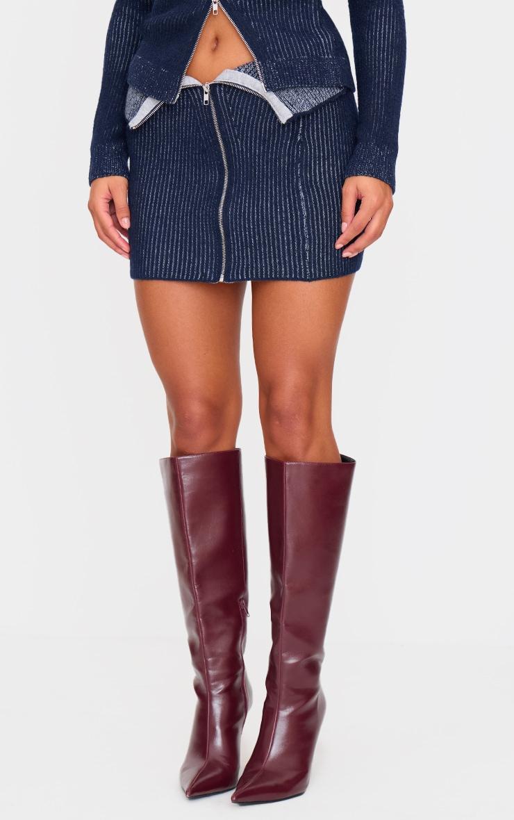 Indigo Two Tone Foldover Micro Mini Skirt Product Image