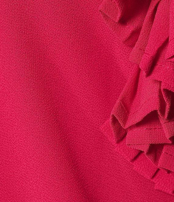 Vince Camuto Chiffon Float Ruffle Sleeveless Keyhole Crew Neck Shift Dress Product Image