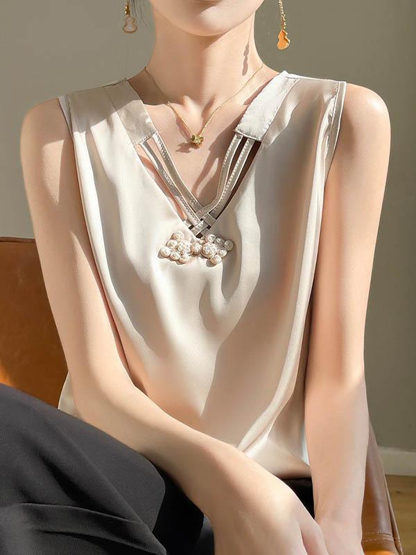 Loose Plus Size Solid Color V-Neck Vest Top Product Image