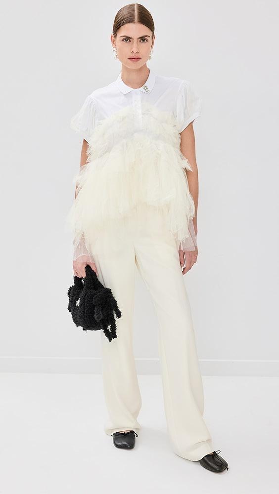 Simone Rocha Puff Sleeve Tulle Frill Polo Shirt | Shopbop Product Image